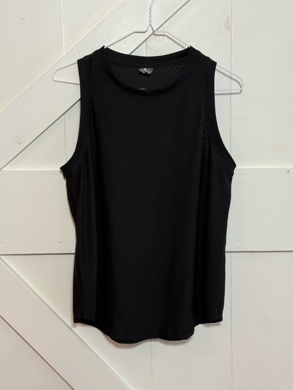 Calia Medium Black Textured Mesh Tank Top Activewear Sleeveless